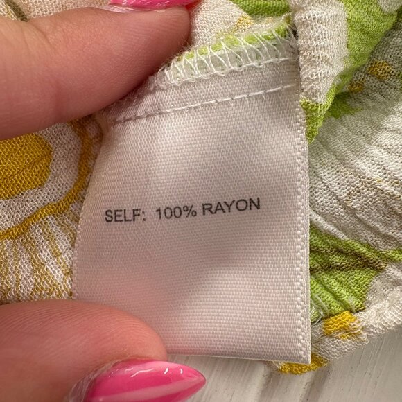 Rose+Olive 70s retro vibe Floral Off-Shoulder Blouse Medium 100% Rayon - Picture 3 of 6